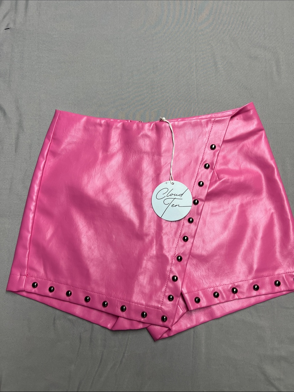 Cloud Ten Pink Faux Leather Skort with Stud Trim 0841-a1